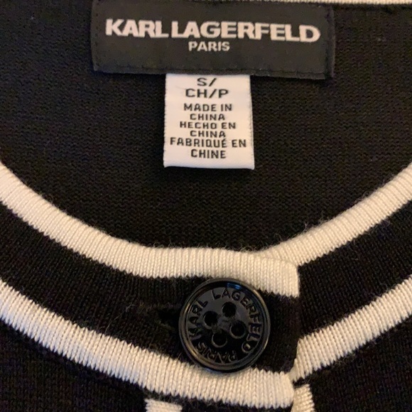 Karl Lagerfeld, Sweater Midi Dress, Small, Black and White - Picture 6 of 7